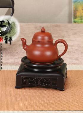 实木红酸枝藤条镂空天圆地方木底座茶壶香炉盆景摆件木托榫卯工艺
