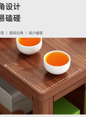 茶几客厅家用实新VSA中式木腿茶桌小户型发边几床边柜沙侧边柜头