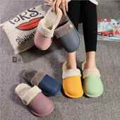 外穿防水棉拖鞋 室内毛毛鞋 可换洗 女居家保暖包跟棉鞋 可拆卸棉拖鞋