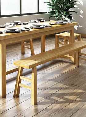 实木长板凳老式子长木凳原木凳长条方形餐桌凳加宽饭店长餐a12351