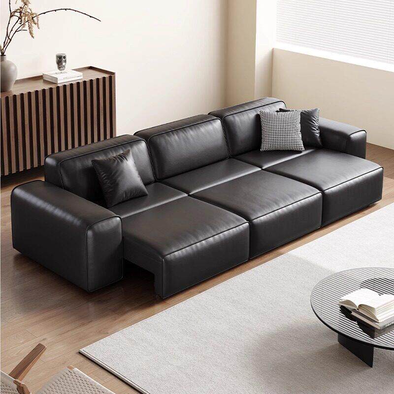 大黑牛真皮多功能沙发电动可调节沙发床客厅豆腐块自动伸缩沙发