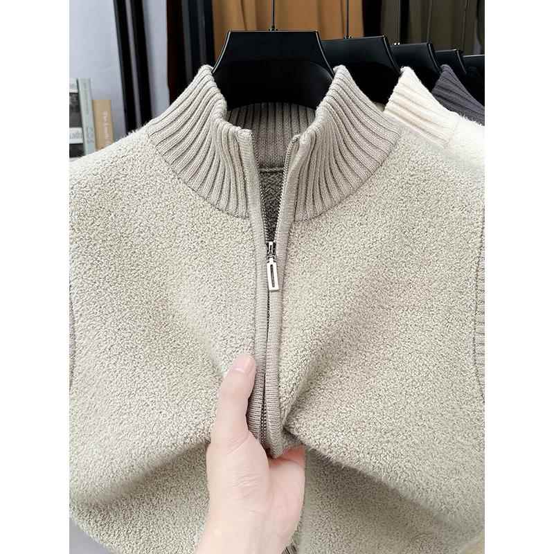 男士无袖马甲半高领加厚秋冬季针织毛衣外套立领拉炼开衫保暖上衣