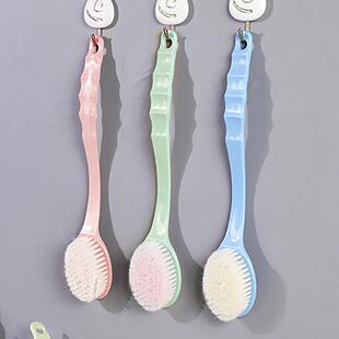 Long-handled soft bristle bath brush for body washing, suita