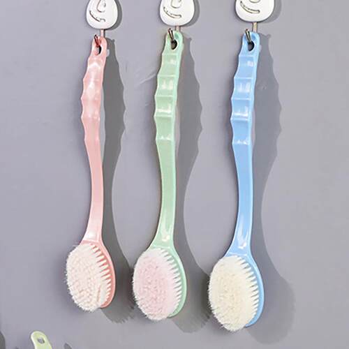Long-handled soft bristle bath brush for body washing, suita