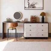 复古梳妆台卧室简约现代小户型可伸缩斗柜梳妆台一体化妆台化妆桌