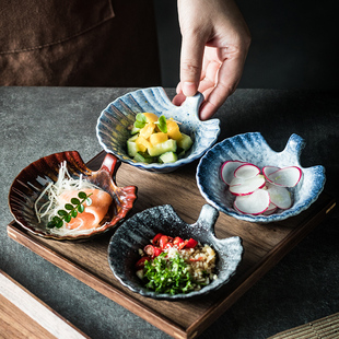 陶瓷碗米饭碗碗配菜碗寿司小碟子家用饭店餐厅餐具贝壳碗带柄 日式