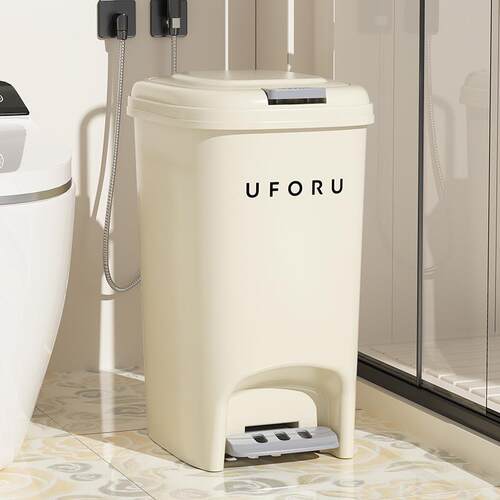 Kitchen and bathroom pedal-operated, lidded, large-capacity