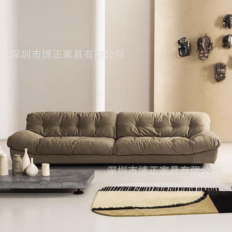 意式轻奢云朵磨砂皮沙发设计师北欧羽绒懒人小户型直排科技布沙发