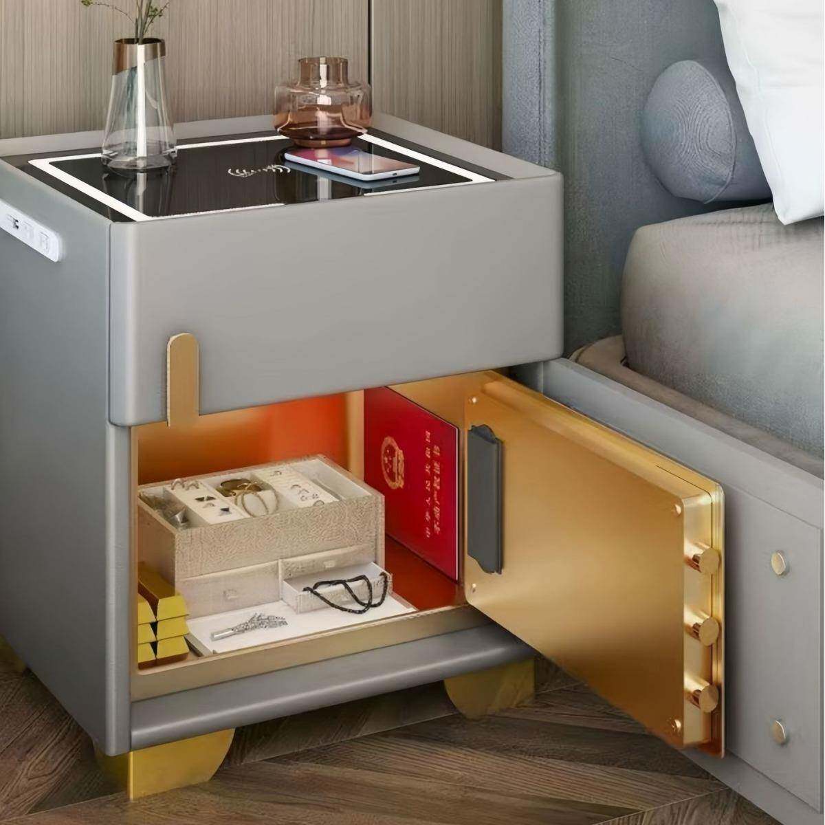 家用新款智能床头柜一体简约无线充电多功能卧室安全收纳保险柜