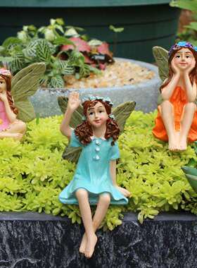 跨境花园庭院小仙子树脂微缩景观花插阳台盆景精灵插件装饰品