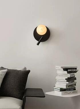 云石工厂现代简约全铜云石壁灯可旋转阅读LED背景墙灯月球卧室床