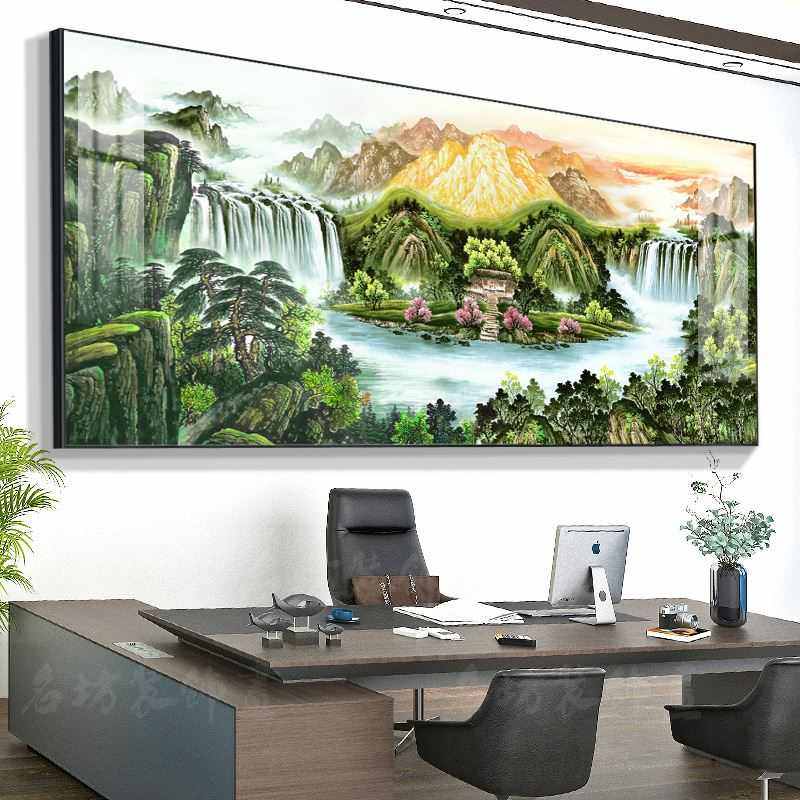 聚宝盆山水画中式国画办公室风景挂画客厅装饰字画沙发背景墙壁画,家居饰品,现代装饰画,淘宝优惠券,粉丝福利购,淘宝优惠卷
