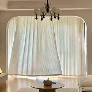 稻米花稻花香香窗纱中色织亚麻奶油古风阳台客厅色窗卧帘室飘窗纱