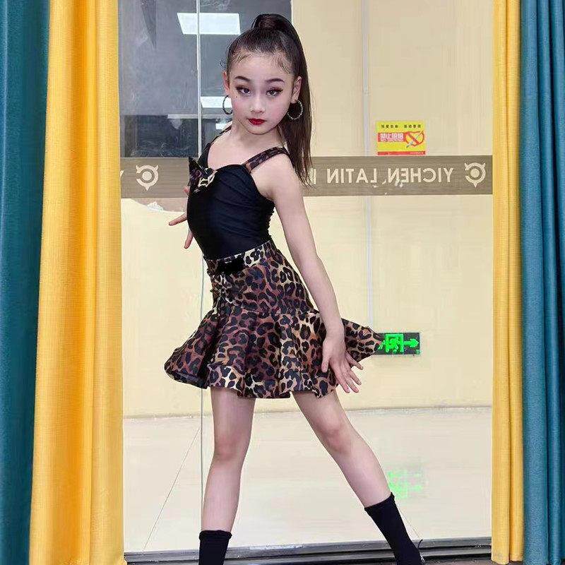 儿童拉丁舞蹈服装女童练功服练习服两件式套装夏季吊带幼儿拉丁舞