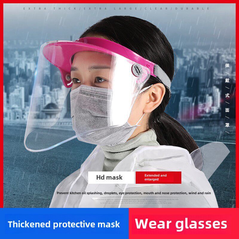 骑安美绮尔雨衣帽子防水透明大帽檐面罩电动车雨衣配件防油烟面罩