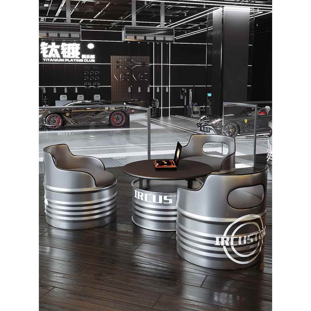 工业风油桶桌椅组合改装店清吧酒吧咖啡厅铁艺休息区洽谈卡座沙发