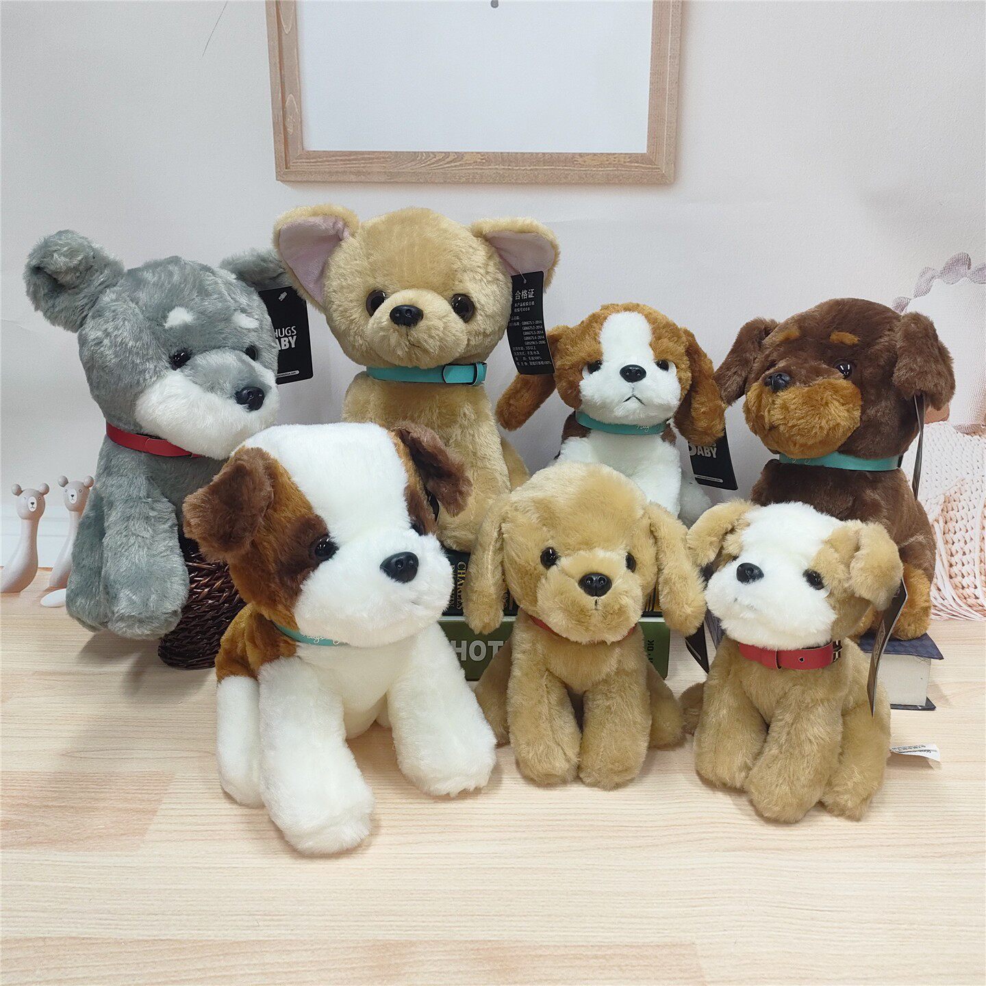 抱抱宝贝萌宠雪纳瑞毛绒玩偶斗牛犬金毛狗公仔安抚陪伴抱枕礼物