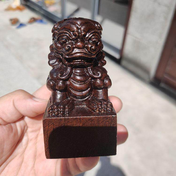 新款直销非洲黑檀木木雕摆件帅印实木手工雕刻狮子印章木质5cm*5c