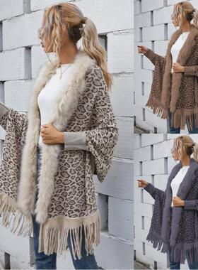 Woolen collar shawl knitted jacket