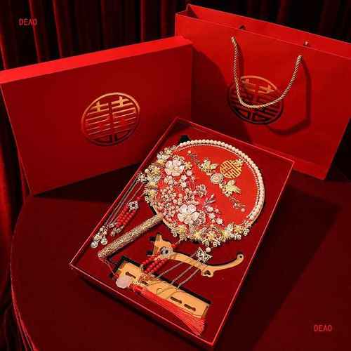 团扇新娘禾材料扇子金色diy古风包宫扇喜成品成品秀婚礼扇子结婚