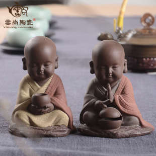 许愿小和尚紫砂茶宠个性 云尚 可养手工茶玩摆件茶具茶桌茶盘配件