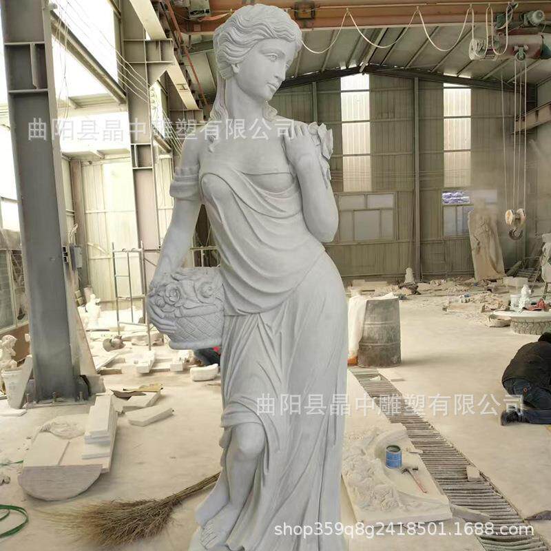 石雕欧式西方人物汉白玉雕像小天使四季女神泉女真人像别墅庭院