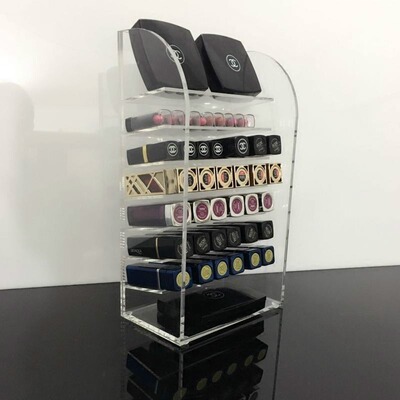 包邮透明弧形亚克力超大容量口红唇膏收纳盒粉饼唇彩小物件收纳架