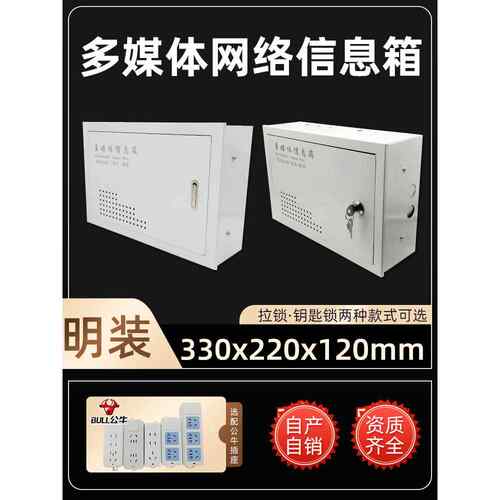 明装多媒体信息箱集线箱弱电箱家用网络布线箱挂墙式330x220x100
