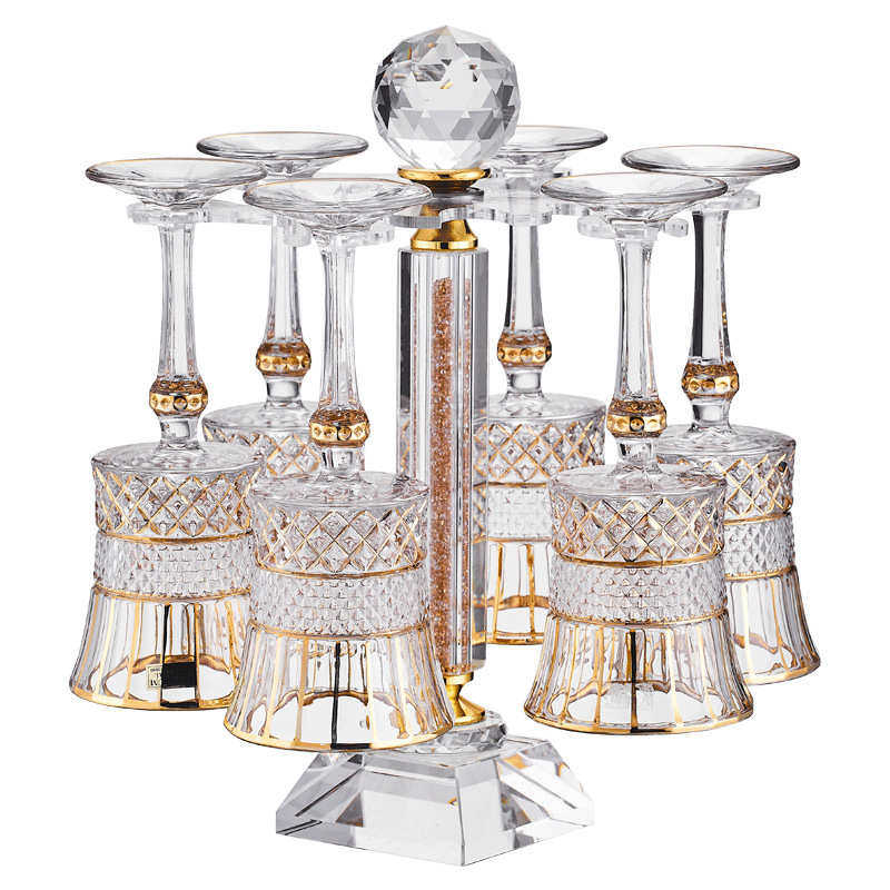 红酒醒酒描金描金杯奢华葡萄水晶杯套装家用酒杯法式高脚杯欧式器