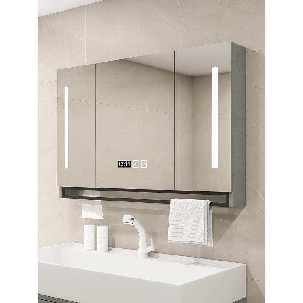 实木浴室智能镜柜单独挂墙式卫生间梳妆镜洗手间镜子置物架储物柜