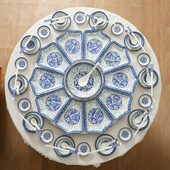 抖音网红拼盘中式 青花瓷釉下彩陶瓷餐具组合年夜饭聚餐圆桌菜盘子