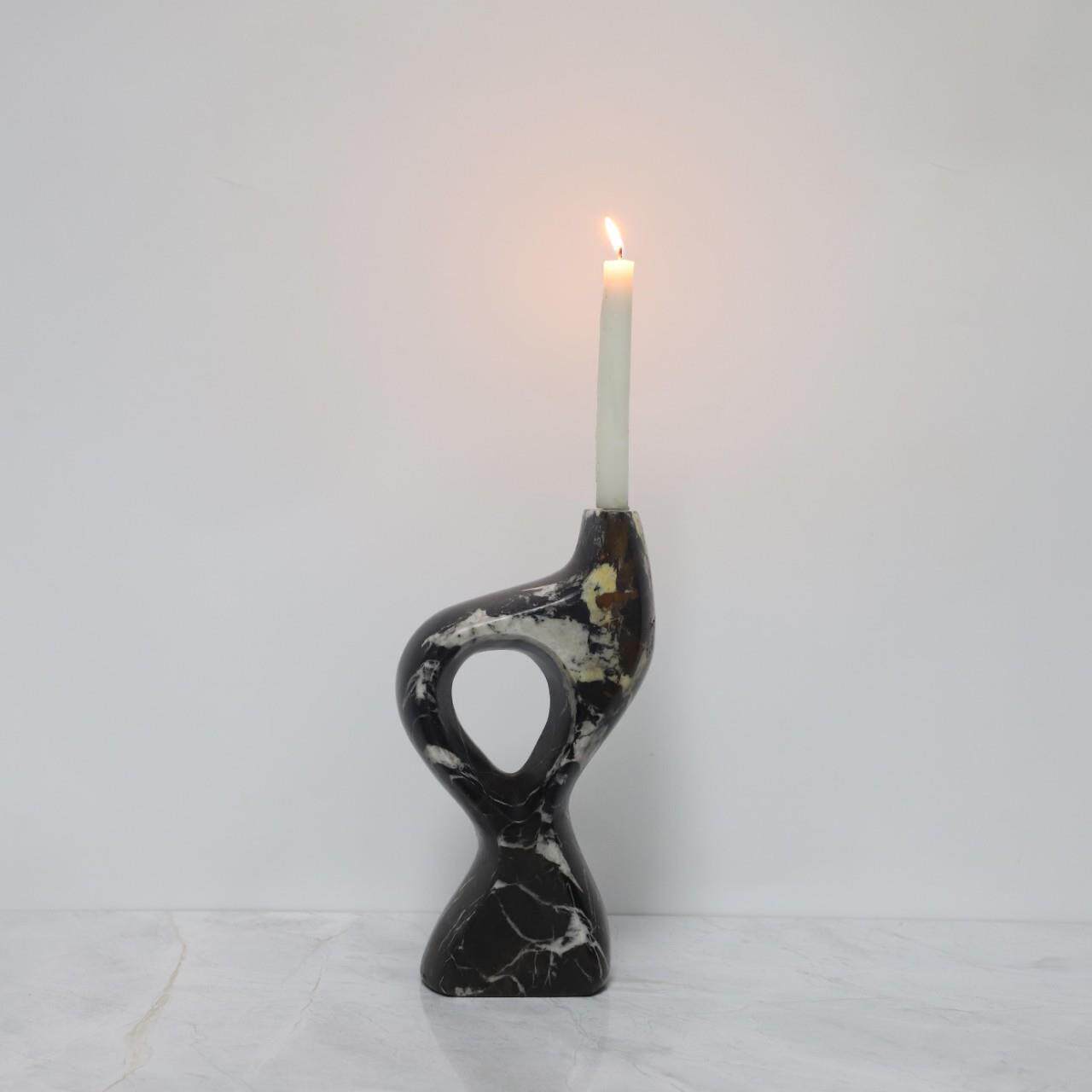 现代简约个性几何天然大理石烛台桌面摆件客厅餐厅酒店家居装饰品