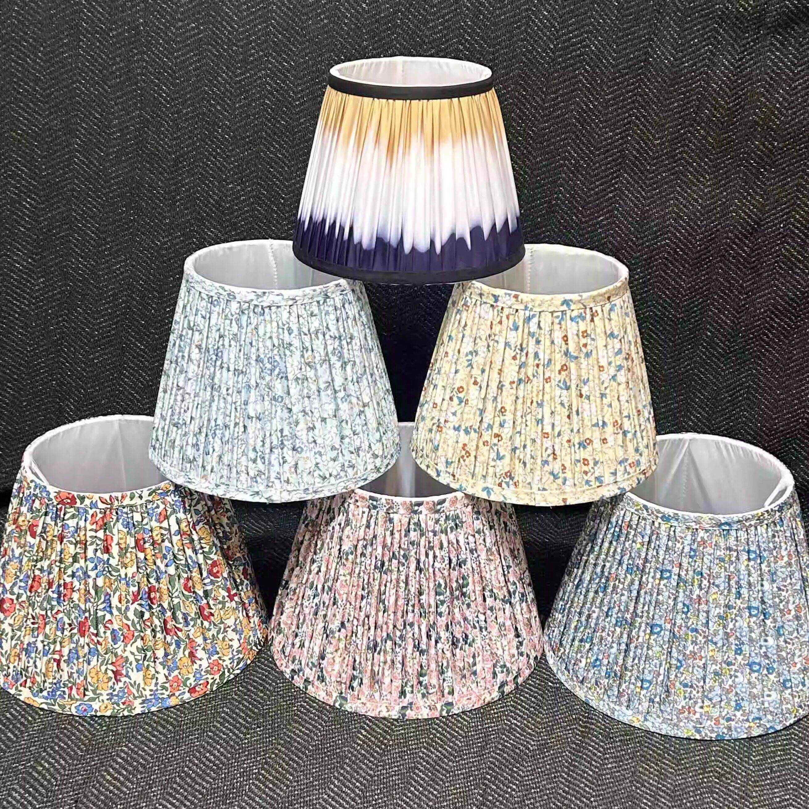 手工灯罩通用圆形可活动灯架防刺眼婴儿遮光台灯吊灯褶皱布艺灯罩