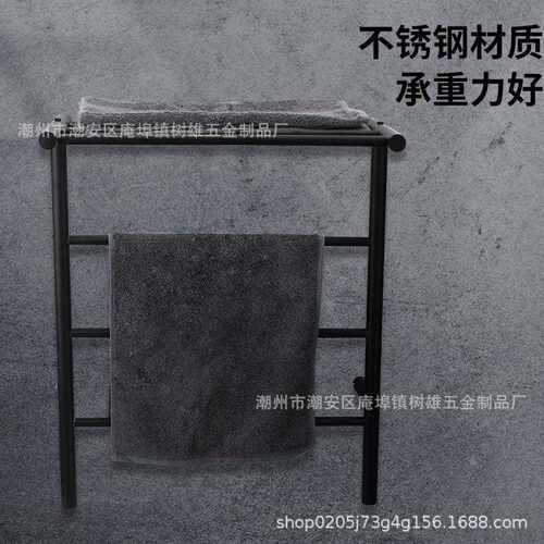 毛巾浴架不锈黑色四层钢多功能卫巾架酒店生间置609物架浴室毛巾