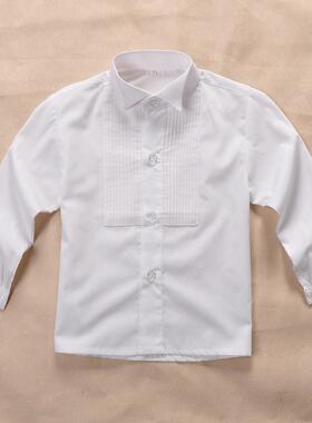 正品棉质童衣裙白色长连袖衬衫学儿生歌唱表领演立领翼领尖手风琴