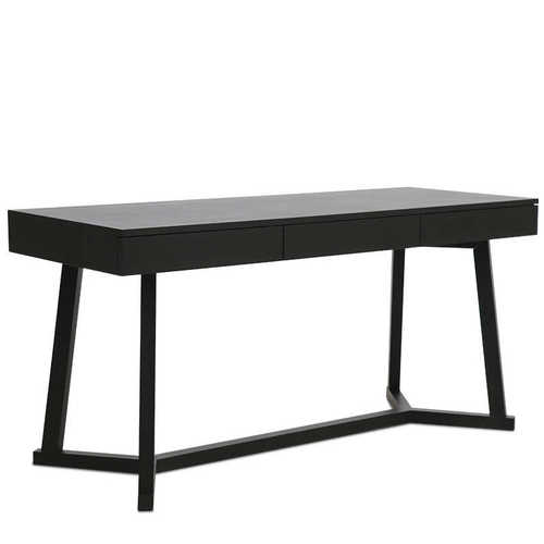 设计师款实木书桌卡白蜡木意式极简纳莱托家用黑色办公桌电脑桌