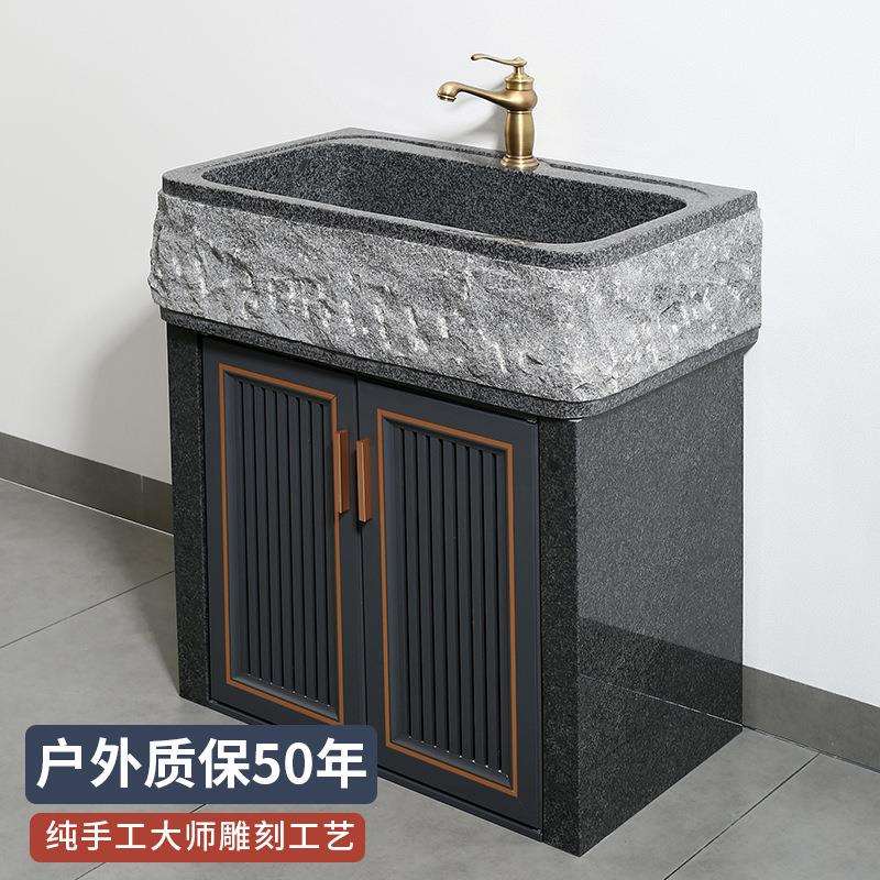 户外石材洗手台盆大理石水池水槽石头室外家用花园庭院子别墅空池