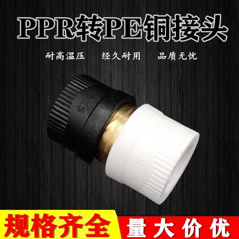 PPR转PE接头转换接头直接黑PE转换PPR变径转换铜体接头PPR管配件
