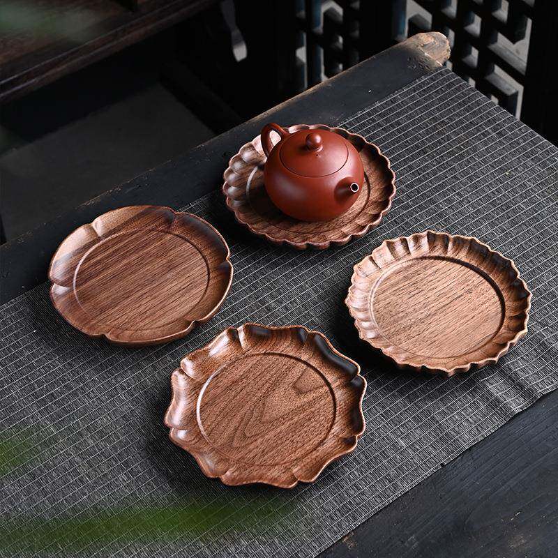 北美黑胡桃木中式干泡台小型壶承紫砂养壶垫实木高端新家用茶托盘