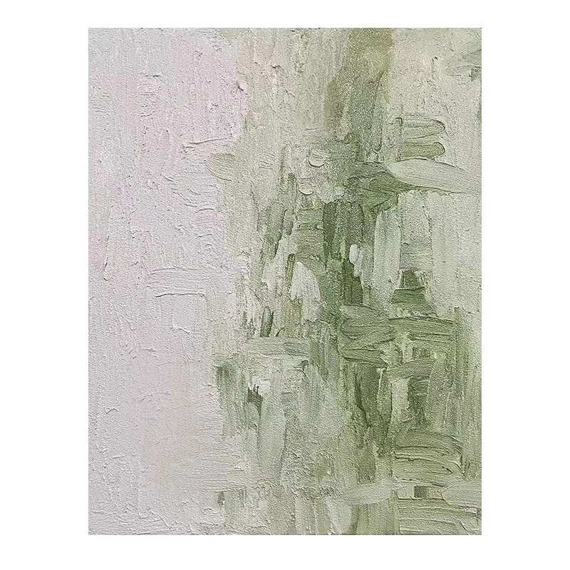 玄关立体丙烯肌理画客厅绿色系极简约手绘油画高级感抽象装饰挂画图片