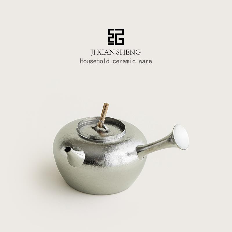 纪先生纯钛听泉侧把壶养生煮茶壶煮水壶黑晶炉围炉煮茶泡茶壶单壶