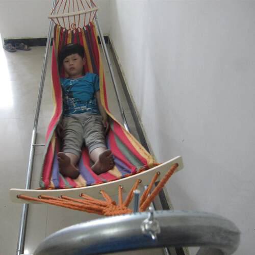 单人双人弯木棍吊椅摇床，棉布钢管支架秋千室内户外吊床摇篮