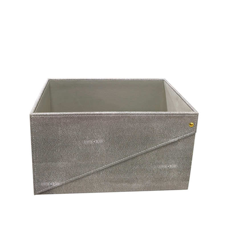 现代轻奢皮质收纳整理筐样板间衣帽间家居储物盒软装饰品摆件