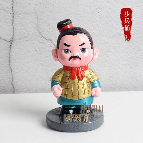 高档游兵马摆旅件卡通创意可爱的汽车饰品礼品俑西安纪念品送老外