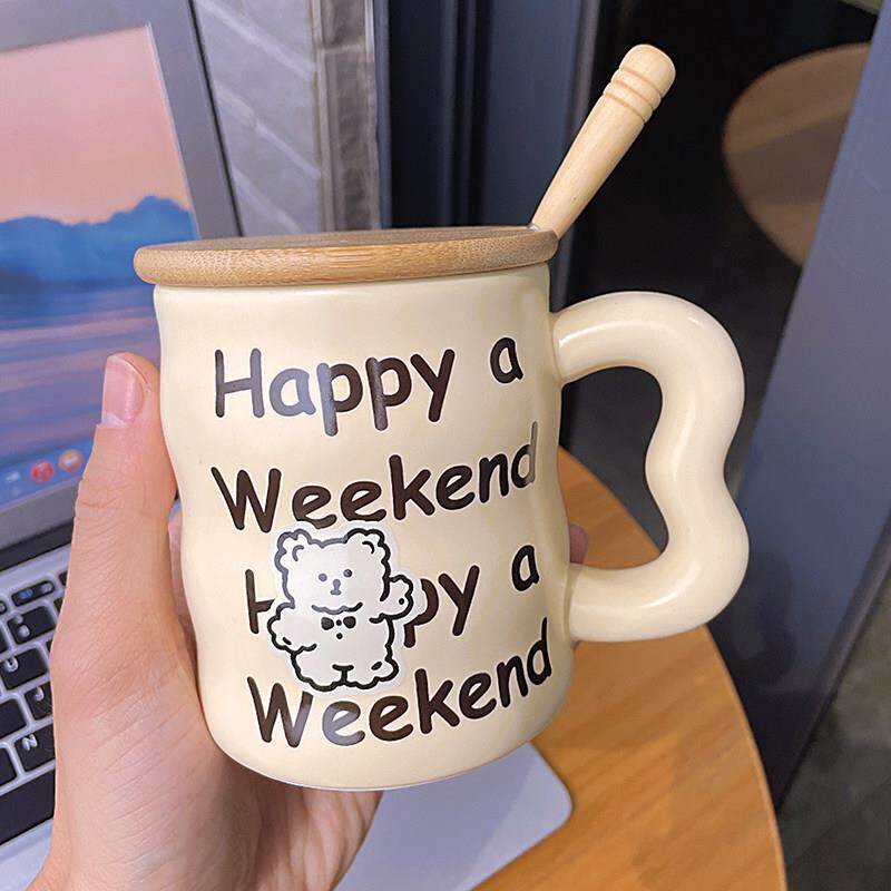 ins杯子女陶瓷马克杯带盖子勺高颜值可爱办公室早餐咖啡喝水杯家