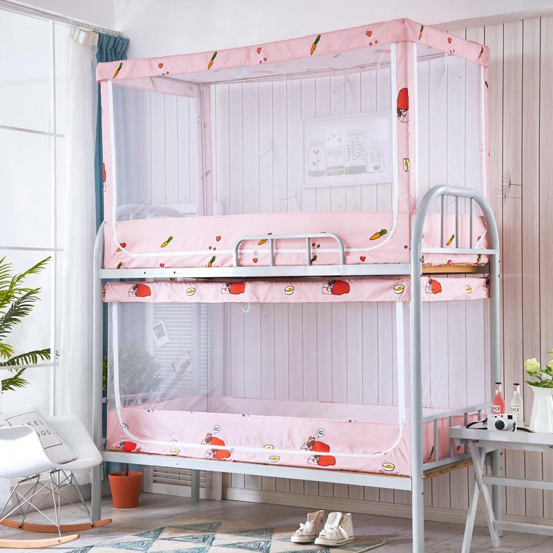 学生宿MHQ舍蚊寝帐上铺铺子母床蚊帐古室上下床蒙下包纹帐