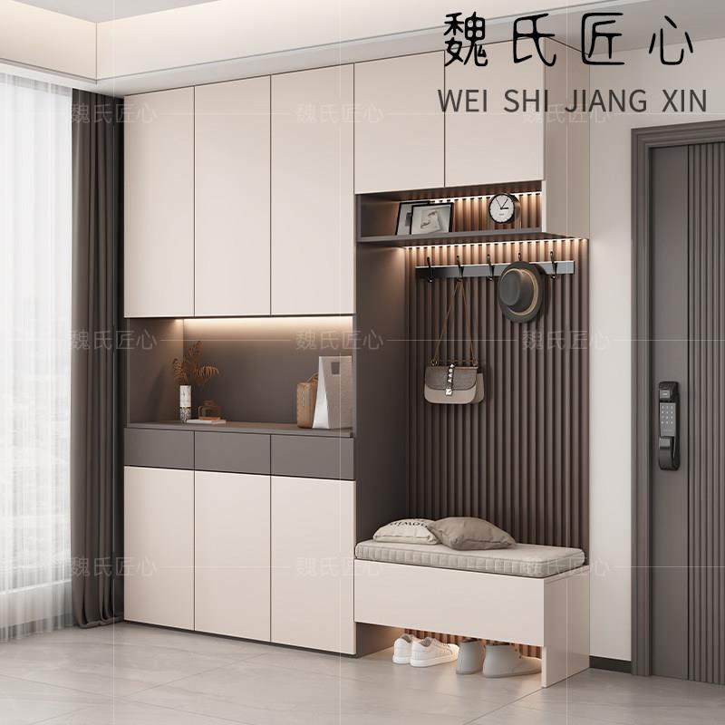 鞋柜玄关柜一体家用门口靠墙门厅柜入户隔断柜实木储物柜新款爆款