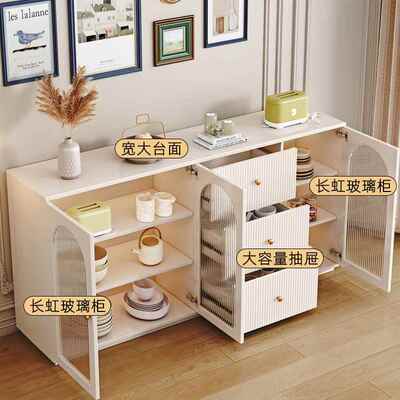 家用餐边柜靠墙收纳柜多能物柜餐厅橱柜碗储茶水柜玄关柜PUO斗功