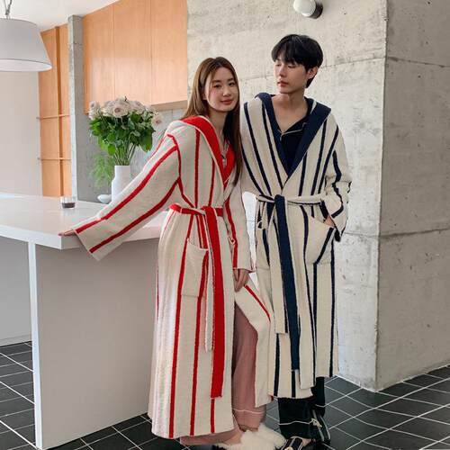 Thick And Plush Hooded Long Robe | Loose And Casual Fit With