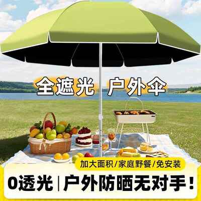 升厚级黑胶遮阳伞户外庭院伞防商用摆摊太阳伞晒摆摊雨伞加一PDT